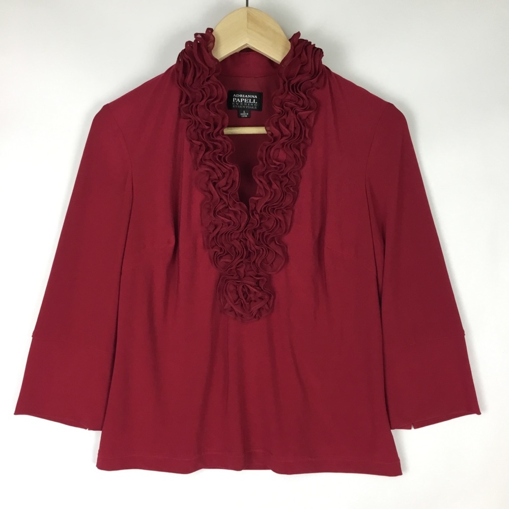 ANDRIANNA PAPELL Evening Essentials Ruffled Top